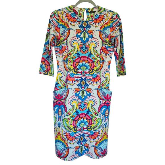 J. McLaughlin Catalyst Dress White Multicolor Madrid Paisley Catalina Cloth XS - Picture 1 of 7
